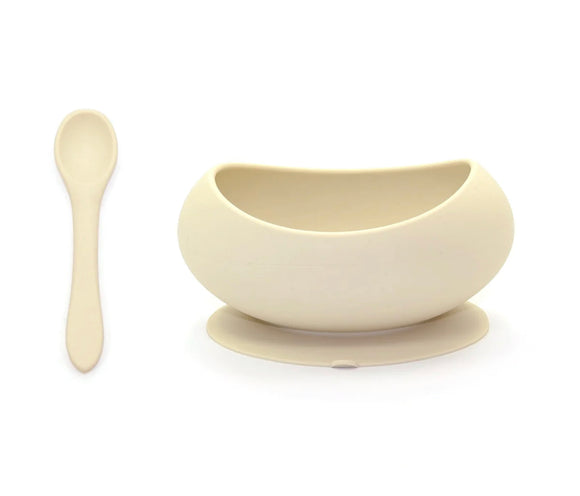 O.B Designs - Stage 1 Suction Bowl & Spoon Set - Coconut