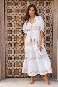 I Am Pylgrym - Julia Dress White with Imperial Aari Embroidery