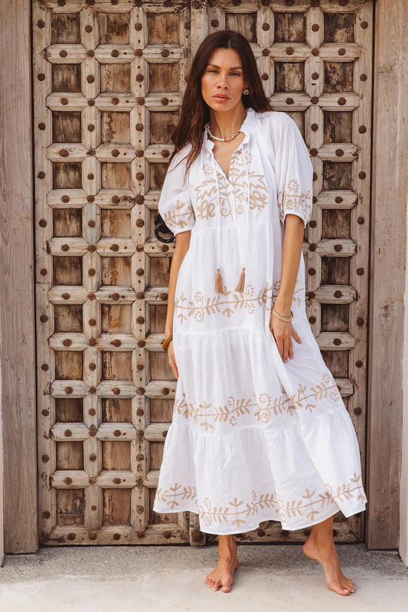 I Am Pylgrym - Julia Dress White with Imperial Aari Embroidery