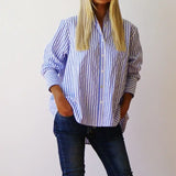 Who’s Charlie - Oversized Riley Shirt - Blue / White Stripe