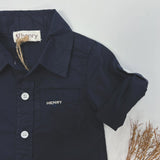 Love Henry - Dress Shirt Romper - Navy