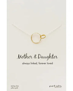 Mother & Daughter Necklace - Sterling Silver with Yellow Gold