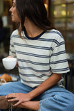 Ceres Life - Stevie Slouchy Tee - Milk / Heritage Navy Stripe