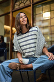 Ceres Life - Stevie Slouchy Tee - Milk / Heritage Navy Stripe