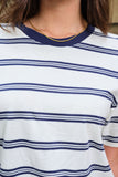 Ceres Life - Stevie Slouchy Tee - Milk / Heritage Navy Stripe