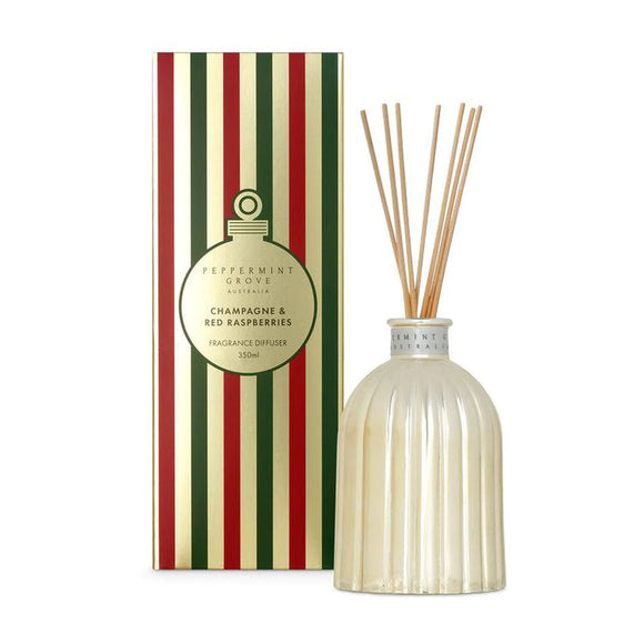 Peppermint Grove - Holiday Collection Limited Edition - Large Diffuser 350ml - Champagne & Red Raspberries