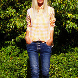Who’s Charlie - Riley Regular Fit Cotton Gingham Shirt - Mandarin & White