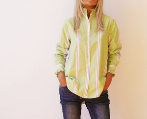 Who’s Charlie - Maple Cotton Stripe Shirt - Pistachio Stripe