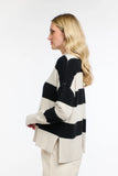 365 Days - Gracie Angora Stripe  Knit - Black/Natural