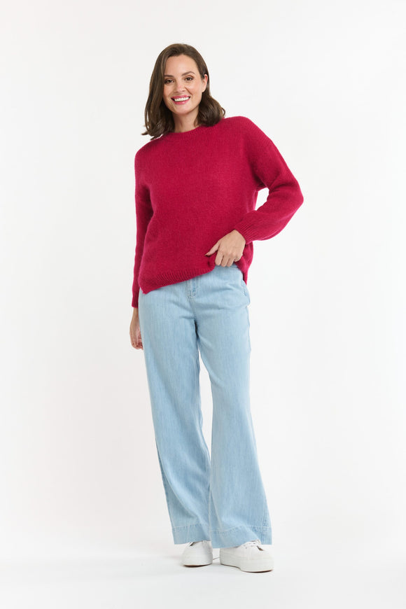 Urban Luxury - Jumper With Splits - Cherry