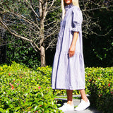Who’s Charlie - Lottie Cotton Poplin Dress - Dark Navy / White Stripe