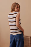 Ceres Life - Margot Mesh Tank - Ecru/Chalk/Choc Stripe