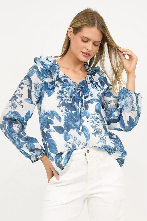 Liberty Rose - Blue Floral Top