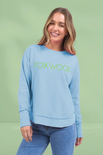 Foxwood - Simplified Metallic Crew - Light Blue With Blue