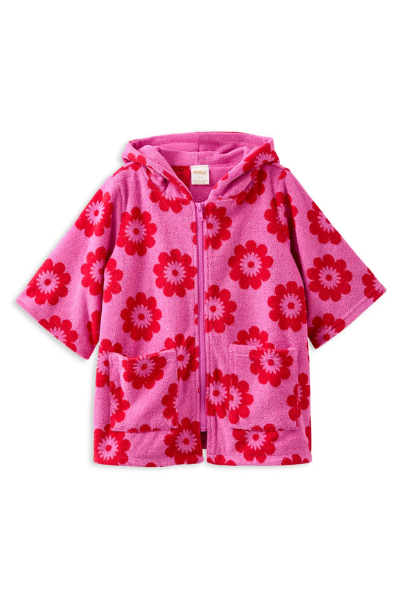 Milky - Red Floral Terry Towelling Cover Up
