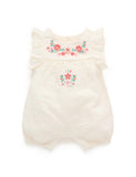 Purebaby - Embroidered Romper - Cloud