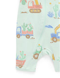 Purebaby - Short Sleeve Zip Growsuit - Desert Trucks Print