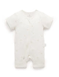 Purebaby - Short Sleeve Leg Zip Growsuit - Vanilla Bear