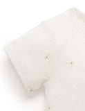Purebaby - Short Sleeve Leg Zip Growsuit - Vanilla Bear