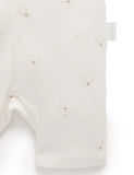 Purebaby - Short Sleeve Leg Zip Growsuit - Vanilla Bear