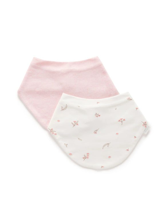 Purebaby - 2 Pack Essential Dribble Bib - Vanilla Blossom