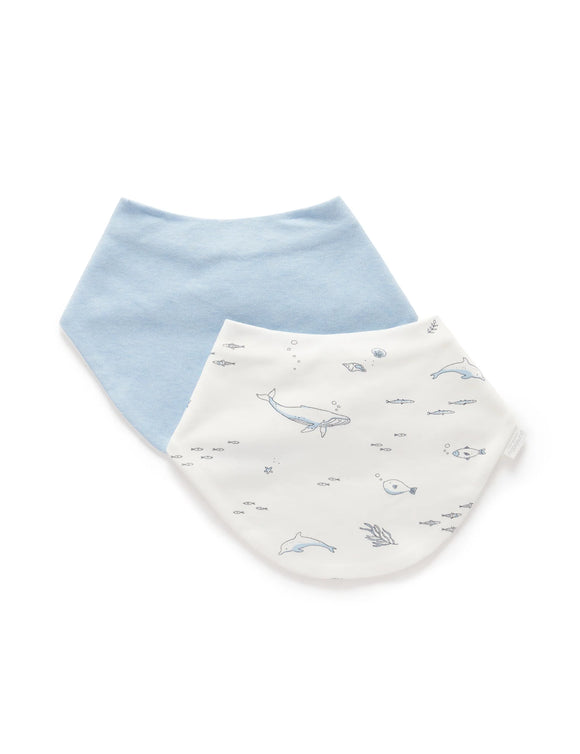 Purebaby - 2 Pack Essential Dribble Bib - Vanilla Nautical