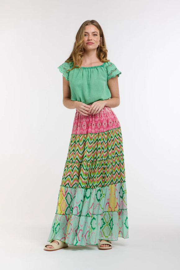 Italian Star - Costa Skirt - Green/Pink