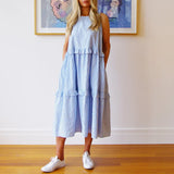 Who’s Charlie - Rosie Sleeveless Gingham Dress - Sky Blue & White Gingham