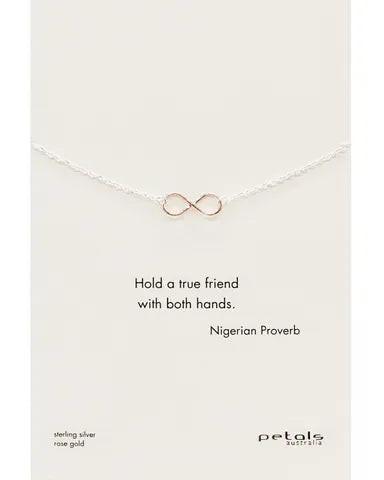 True Friend Infinity Necklace - Sterling Silver with Rose Gold