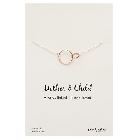 Mother & Child Necklace - Sterling Silver with Rose Gold