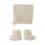 O.B Designs - Crochet Bonnet & Bootie Set - Vanilla