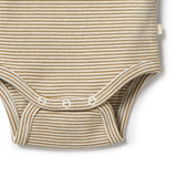 Wilson & Frenchy - Organic Stripe Rib Henley Bodysuit - Leaf