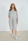 Tirelli - 3/4 Stripe Diagonal Seam Dress - White Stripe