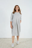 Tirelli - 3/4 Stripe Diagonal Seam Dress - White Stripe