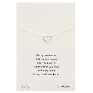 Open Heart Necklace - Sterling Silver with Rose Gold
