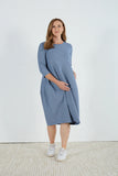 Tirelli - 3/4 Stripe Diagonal Seam Dress - Light Blue Stripe